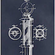 1915 Koken Barber's Pole Blackboard Patent Print Poster
