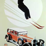 1927 Mercedes Benz Advertisement With Skier Poster