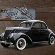 1937 Ford Coupe On Barnwood Poster
