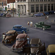 1940s City Square Colorized Image Poster