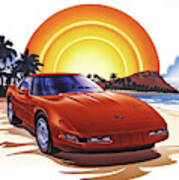 1989 Corvette Sunset Poster