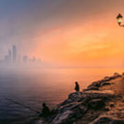 Abu Dhabi Cityscape - Foggy Morning #2 Poster
