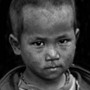 Nepal Monochrome Portraits Of Children (series) Poster