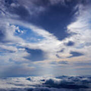 Scene Of A Winter Cloudy Sky From The Top Of A Mountain Peak. #3 Poster