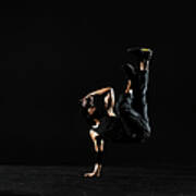 Young Male Breakdancer Balancing On One #2 Poster