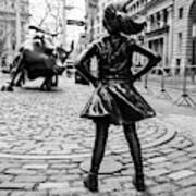 Vintage Fearless Girl And Wall Street Bull Statue #4 Poster