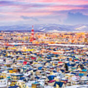 Asahikawa, Japan Winter Cityscape #4 Poster