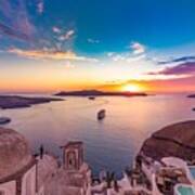 Amazing Evening View Of Santorini #6 Poster