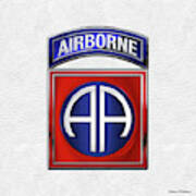 82nd Airborne Division - 82  A B N  Insignia Over White Leather Poster