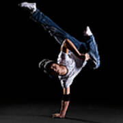 A B-boy Doing A K-kick  Breakdance Move Poster