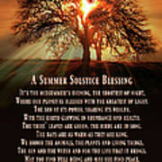 A Beautiful Pagan Summer Solstice Original Blessings Poem With Oak Tree And Sun Poster