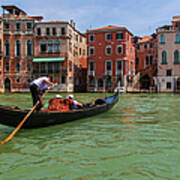 A Lone Gondola On Grand Canal, Venice Poster