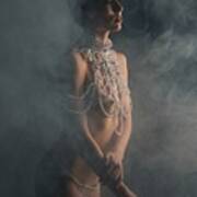 A Naked Girl Emerges From Puffs Of Colored Smoke Poster
