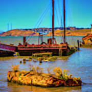 Abandoned Boats Benicia Bay Poster