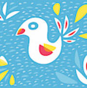 Abstract Bird In Spring Poster