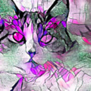 Abstract Calico Cat Purple Glass Poster