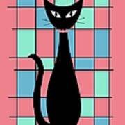 Abstract Cat In Pink Poster