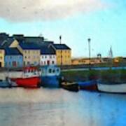 Painting Of  Claddagh Basin Galway Cty Ireland Poster