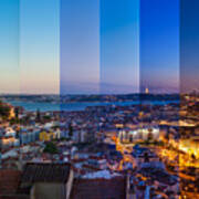 Aerial View Montage Of Lisbon Rooftop Poster
