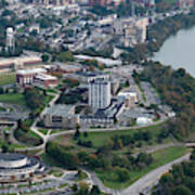 Aerials Of Evansdale Campus With Engineering Buildings And Cac And Monongahela River Poster