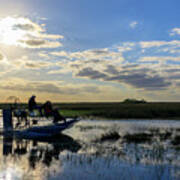 Airboat At Sunset #660 Poster