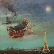 Airship Over Paris Poster