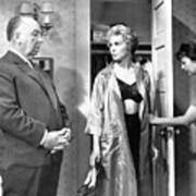 Alfred Hitchcock Talking To Janet Leigh During Film Scene Poster