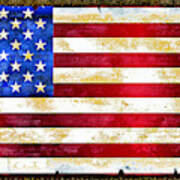 Usa Flag On Scroll Poster