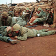 American Marines Take Cover Poster