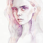 Aquarelle Portrait Of A Girl Poster