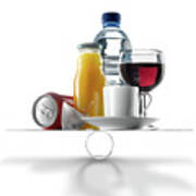 Assortiment De Boissons Sur Balance Selection Of Drinks On Scales Poster