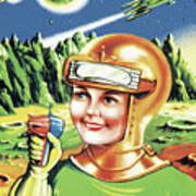Astronaut With Ray Gun On Planet Poster