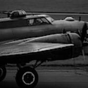 B-17 Sally-b Taxiing Black And White Poster