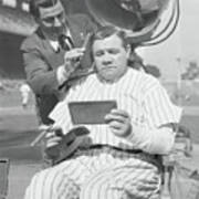 Babe Ruth Receiving Makeup For Movie Poster