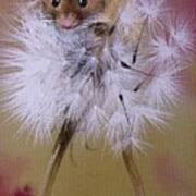Baby Mouse On Dandelion Poster