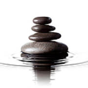 Balanced Black Stones In Water - Feng Poster