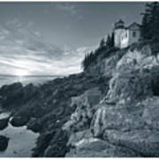 Bass Harbor Head Sunset With Border Poster