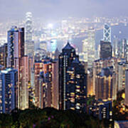 Beautiful Night Scene Of Hong Kong Poster
