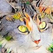 Beautiful Orange Stained Glass Kitty Poster