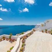 Beautiful Terrace In Santorini Poster