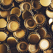 Beer Bottle Caps Piled Poster