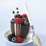 Berry Dessert In Chocolate Cup Poster
