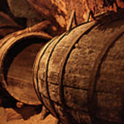Big Wooden Wine Barrels Poster