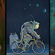 Bikestronaut Triptych Poster