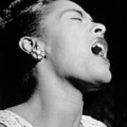 Billie Holiday Singing Passionately At The Downbeat Poster