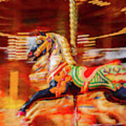 Black Carousel Horse Painting Poster