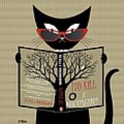 Black Cat Reading Poster