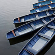 Blue Boats On River Avon Poster