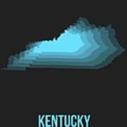 Blue Map Of Kentucky Poster