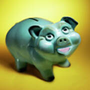 Blue Piggy Bank Poster